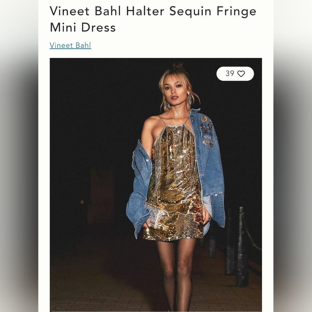 Anthropologie Vineet Bahl Halter Sequin Fringe Mini Dress Medium